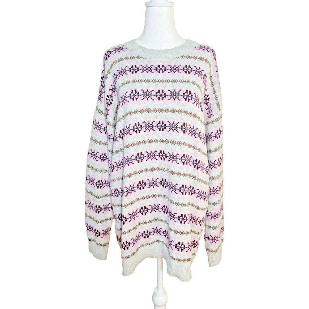 Lauren Ralph Lauren Women Granny Core Comfy Geo Fair Island sweater Gray L